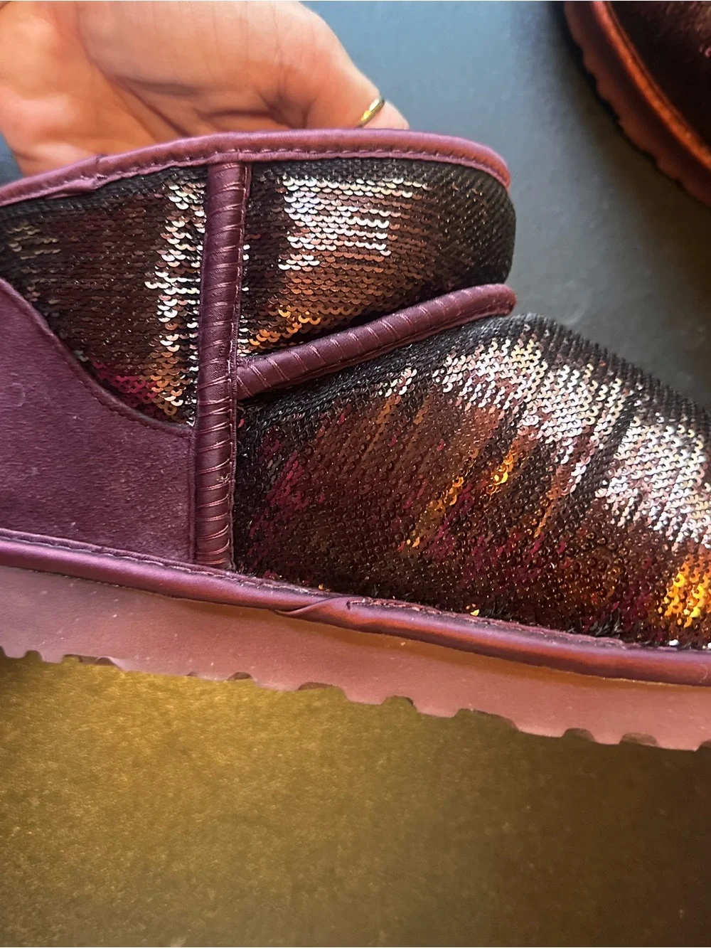 UGG  Burgundy Sequin Suede Boots women size 9